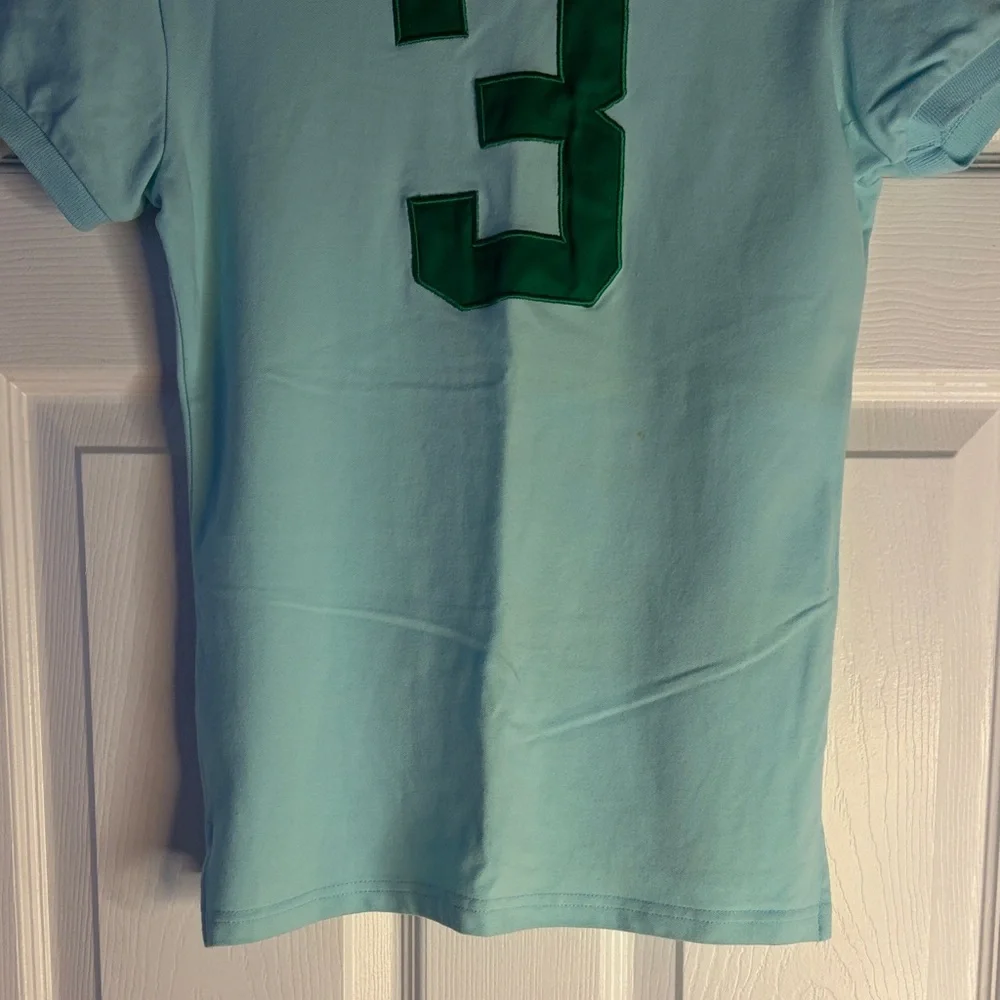 Ralph Lauren Girls Aqua Polo Shirt with Large Logo size Large